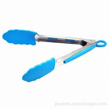 Light Blue Silicone Food Grip Tongs